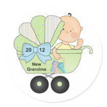 2012 Grandma (green) Round Stickers