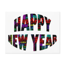 2012 Happy New Year Word Collage Postcards