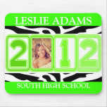 2012 LIME GREEN & ZEBRA PHOTO GRADUATION mousepads