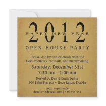 2012 New Years Eve Open House Vintage Invitations