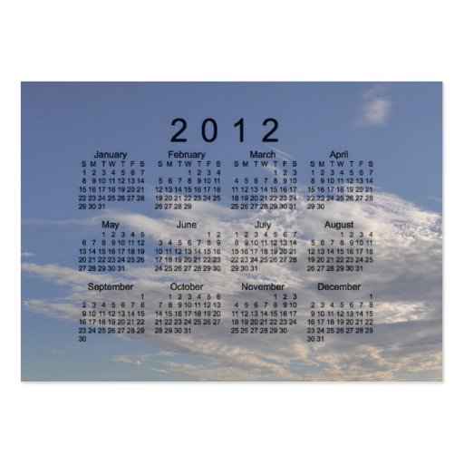 2012 Pocket Calendar Business Card (front side)