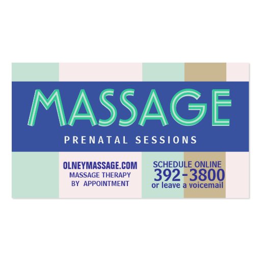 2012 prenatal massage pastel business cards (front side)
