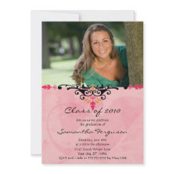 2012 Trendy floral swirls graduation party invite invitation