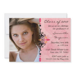 2012 Trendy floral swirls graduation party invite invitation