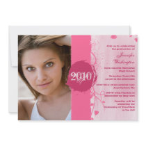 2012 Trendy grunge pink graduation party invite
