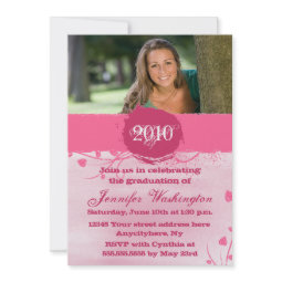 2012 Trendy grunge pink graduation party invite invitation