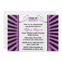 2012 Trendy grunge purple graduation party invite