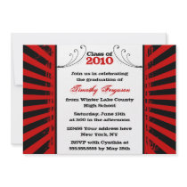 2012 Trendy grunge red graduation party invitation