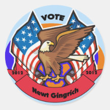2012 Vote for Newt Gingrich Round Stickers