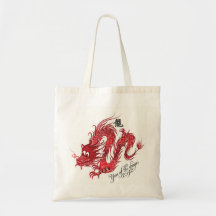 2012 year of the dragon tote bags