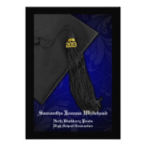 2013 Black and Blue Tassel Charm 5x7 Graduation Cards