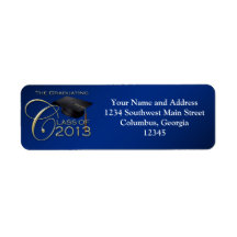 2013 Blue Script Graduation Custom Return Address Label
