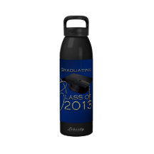 2013 Blue Script Graduation Water Bottles