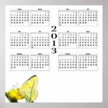 2013 Calendar - Butterfly Print