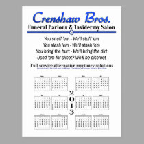 2013 Calendar - Crenshaw's Jingle postcards