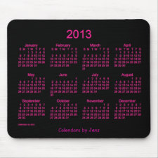 2013 Calendar Hot Pink Neon Mouse Pad mousepad
