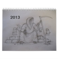 2013 Grim Reaper Death Pencil Drawing Calendar