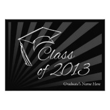 2013 Sleek Black Graduation Announcement