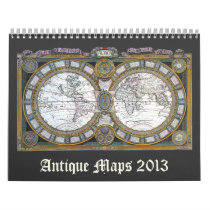 2013 Vintage Illustraion Antique World Maps Calendars