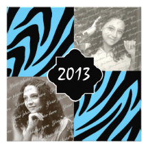 2013 Zebra Stripe Graduation Photo Custom Invites