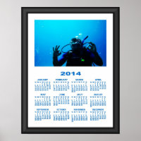 2014 Calendar (Framed) Daring Scuba Diver Poster
