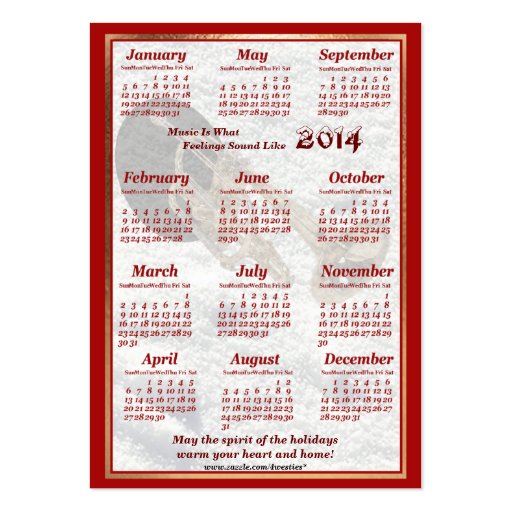 2014 Christmas Trumpet Business Card Calendar (front side)
