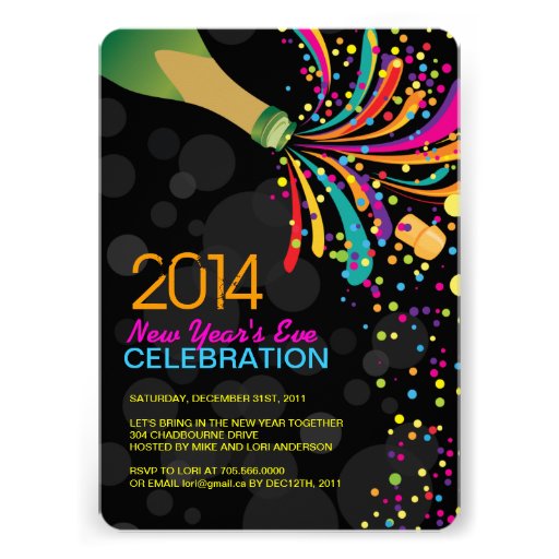 2014 Hip Customizable New Years Party Invitation (front side)