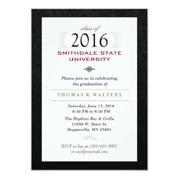 2016 Black White & Red Formal Grad Invite by juliea2010 at Zazzle