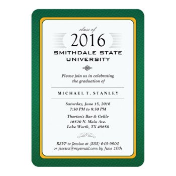 2016 Green & Gold Formal Graduation Party Invite by juliea2010 at Zazzle