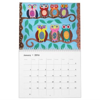 2016 Owl Art Wall Calendar