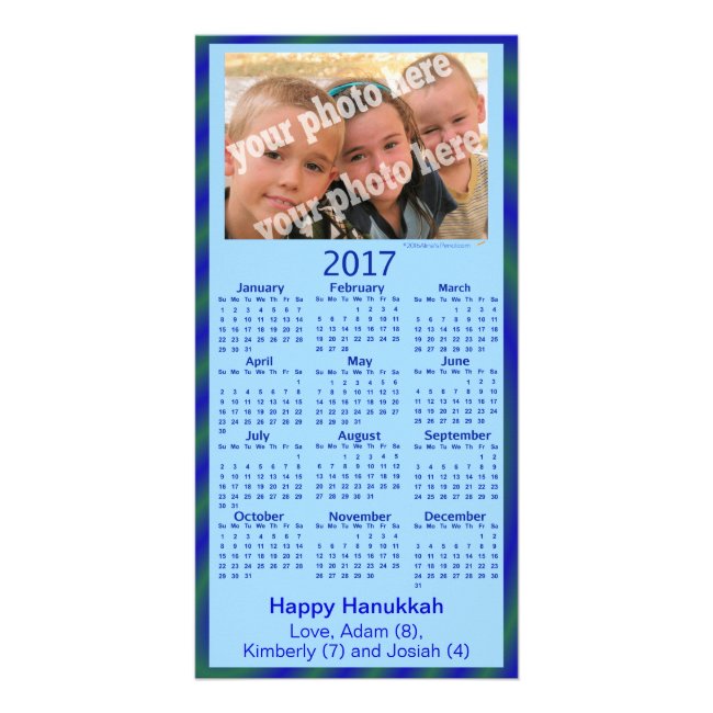 2017 Calendar Card Happy Hanukkah Custom Photo