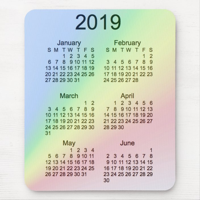 Rainbow Large Print Calendar By Janz Mousepad Zazzle