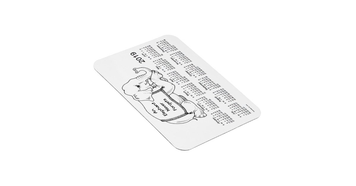 2019 White Elephant Calendar by Janz 3x4 Zazzle