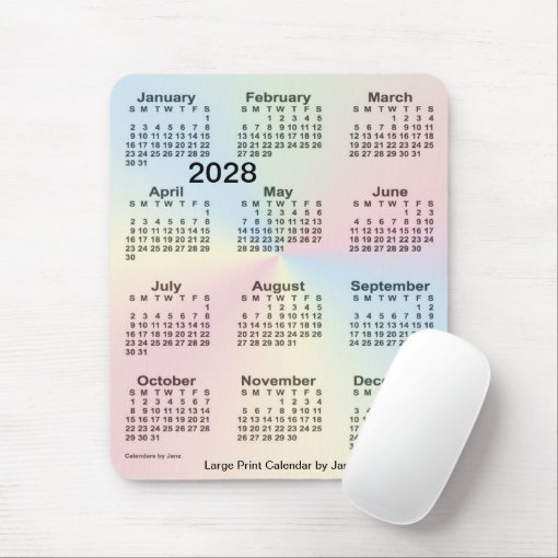 Rainbow Cloud Large Print Calendar By Janz Mouse Pad Zazzle