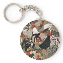 20. 群鶏図, 若冲 Flock of Roosters, Jakuchu Key Chain