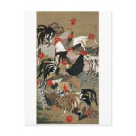 20. 群鶏図, 若冲 Flock of Roosters, Jakuchu Post Card