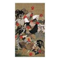 20. 群鶏図, 若冲 Flock of Roosters, Jakuchu Print