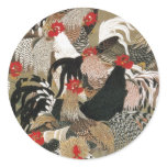 20. 群鶏図, 若冲 Flock of Roosters, Jakuchu Round Sticker
