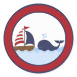 20 - 1.5"  Envelope Seal Ahoy Nautical Whale Boat Round Sticker