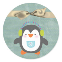 20 - 1.5" Envelope Seal Christmas Penguin Stickers