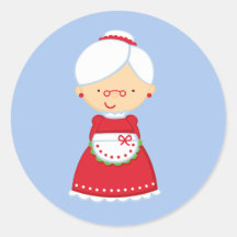 20 - 1.5" Envelope Seal Mrs Santa Clause Round Stickers
