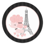 20 - 1.5"  Envelope Seal Pink Poodle in Paris Stickers