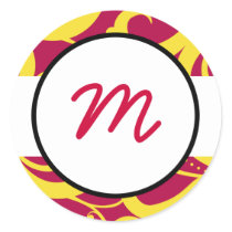20 - 1.5" Envelope Sticker Hot Pink/Yellow Swirls