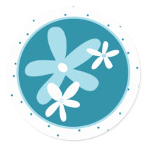20 - 1.5" Favor Stickers Blue Daisies
