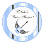 20 - 1.5" Favor Stickers Boy Blue Punk Rocker Guit