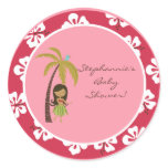 20 - 1.5"  Favor Stickers Pink Hawaiian Luau Tropi