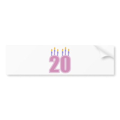 20 Birthday Candles (Purple / Pink) Bumper Stickers by LushLaundry