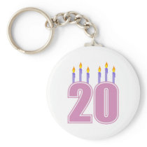 20 Birthday Candles (Purple / Pink) Key Chains