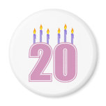 20 Birthday Candles (Purple / Pink) magnets
