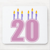 20 Birthday Candles (Purple / Pink) Mousepads